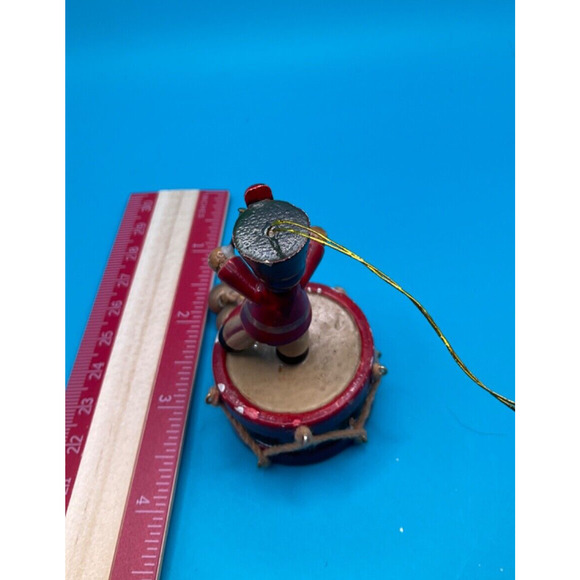 Retro Little Drummer Boy Christmas Tree Ornament - Standing on Drum, Classic - Picture 2 of 3